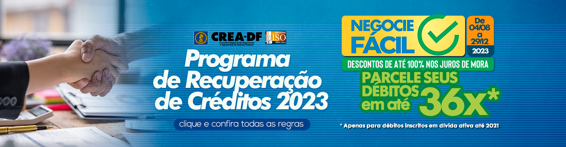 Programa de recuperação de créditos do Crea-DF 2023